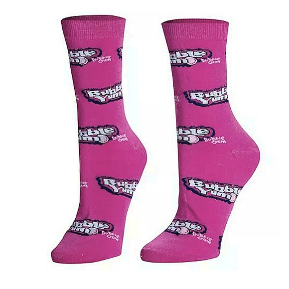 3/$20 Bubble Yum Gum Crew Crazy Socks Mens Womens Pink Unique Fun - Picture 1 of 5